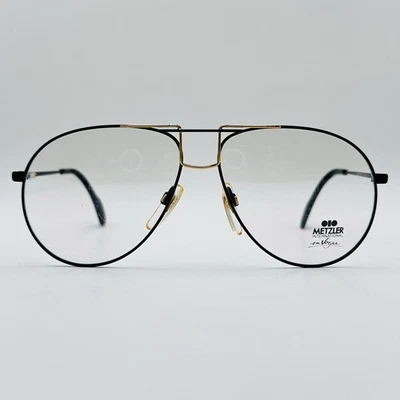 Gafas Metzler Hombres Damas Ovaladas Piloto Negro Dorado De Colección Años 80 0878 Nuevas Foto 1 de 4