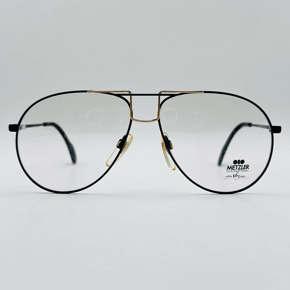 Gafas Metzler para hombre y mujer ovaladas piloto negras doradas vintage 80S 0878 NUEVAS Foto 1 de 4