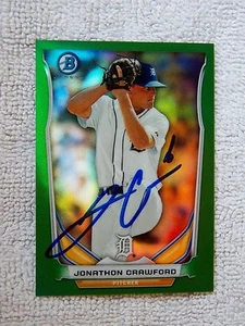 Jonathon Crawford 2014 Bowman Chrome Mini Green Refractor Auto #10/10 - Picture 1 of 1