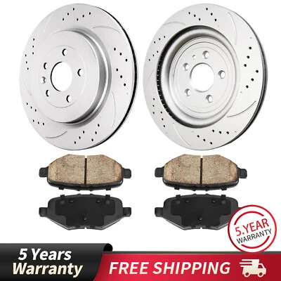 Kit de pastillas de rotores de freno de disco perforados traseros Lincoln MKT para Ford Explorer 2013-2019 Foto 1 de 4