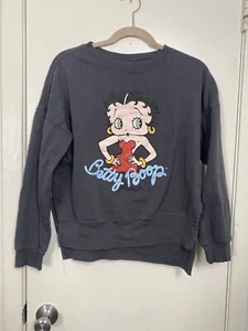 Betty Boop Women Grey Sweatshirt Hi Low Side Slit Size Small - Picture 1 of 9