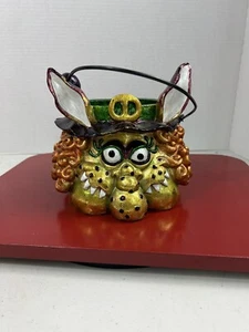 Vintage Creepy Troll Goblin Bunny Monster Folk Art Candy Bucket Halloween Decor - Picture 1 of 8