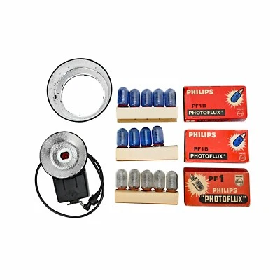 Flash Agfa Synchro Blitzer KM con 14 bombillas Photoflux Foto 1 de 2