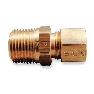 Brass Compression x MNPT Male Connector, 1/4" Tube Size 2p238 - Picture 1 of 2