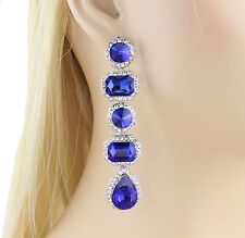 Vegas Austrian Rhinestone Crystal Chandelier Dangle Earrings E3516b Royal Blue