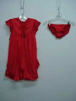 USA Made Nancy King Lingerie Baby Doll w/ Bikini Sleepwear Small Red #683Q - Image 1 of 4