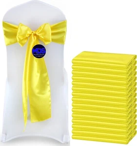 100 gelbe Satin Stuhlschärpen Seidensatin Stuhlschleifen Hochzeit Party Event Deko - Bild 1 von 7