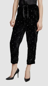 $645 Forte Forte Women's Black Glitter Velvet Crop Pants Italy Size IT I/US S - Picture 1 of 3
