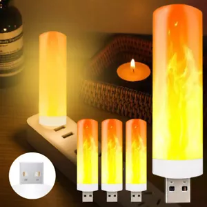 1-4X USB LED Llamas Luces Sin Llama Efecto Parpadeante Lámpara Bombillas DE - Imagen 1 de 26