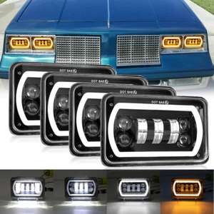 4PCS 4x6"inch LED Headlights Hi/Lo Beam Turn signal DRL Lamp For Cutlass 1980-88 - Picture 1 of 12