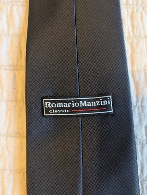 Corbata de cuello para hombre Romario Manzini Classic Collection negra gris patrón de micro caja Foto 1 de 3