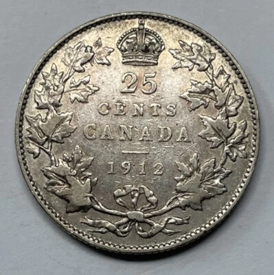 1912 Silver Canada 25 Cent, VF Condition. D-173 - Image 1 of 2