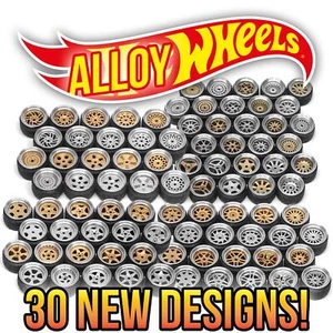 1/64 Scale ALLOY v4 Metal 2 Piece Real Rider Wheels Rims Tires Set Hot Wheels - Picture 1 of 97