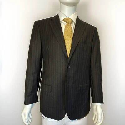 Isaia Dark Brown and Black Stripe Wool Sport Coat Blazer 50 IT 40 US - Image 1 of 4