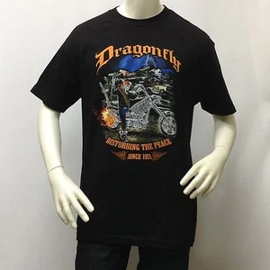 DRAGONFLY Mens T Shirt Ghost Rider Skeleton Motorcycle Black 100% Cotton NEW - Picture 1 of 2