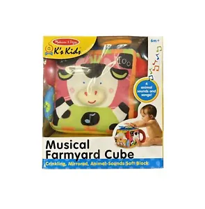 Melissa & Doug K`s Kids Soft Musical Farmyard Cube Educational Baby Toy 6” Cube - Picture 1 of 6