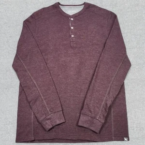 Eddie Bauer Sweater Men's Large Tall Burgundy Henley Waffle Knit Outdoor Preppy - Picture 1 of 14
