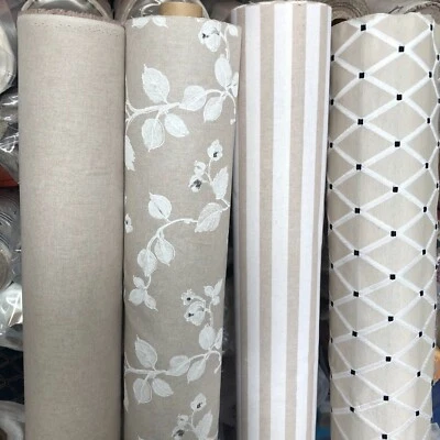 Linen Look NATURAL MIX Culla Fabric Furnishing Cotton Curtain 55" Wide Canvas - Image 1 of 4