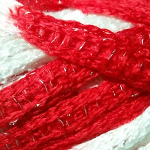 Sashay Yarn Fishnet Ribbon Lace Ruffle Twin Pack Christmas Red White Silver - Picture 1 of 12