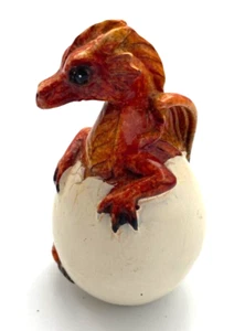 Figura de dragón bebé rojo naranja incubación de huevo 3,5" - Imagen 1 de 5