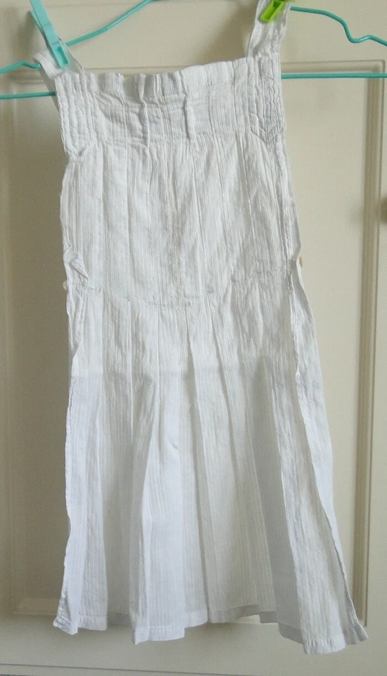 Delantal de algodón plisado vintage para niña muñeca altura 52 cm principios del siglo XX N10 Foto 1 de 4