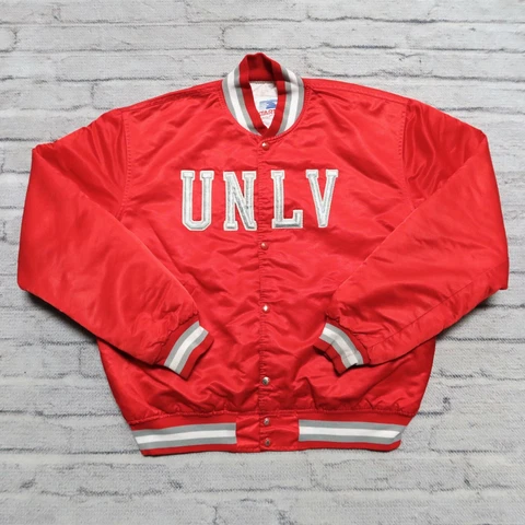 Vintage 90s University Las Vegas UNLV Rebels Satin Jacket Starter XL Made in USA Cover