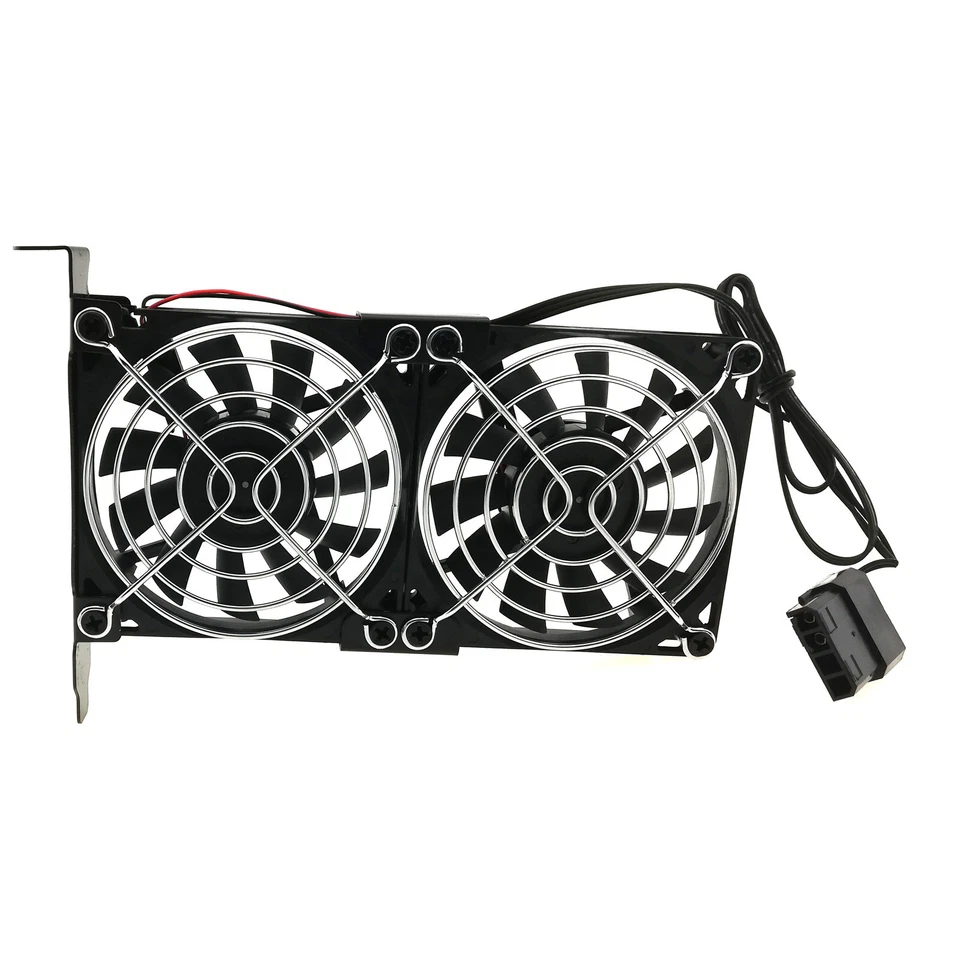 Graphics Card Slim Cooler Dual 80mm Fans PCIe Slot GPU Quiet Cooling 3/4pin 12V - Image 1 of 4
