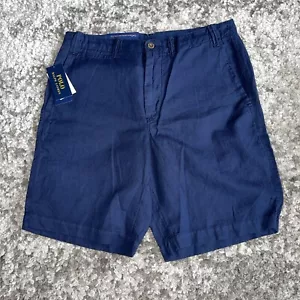 Polo Ralph Lauren Shorts Mens Classic Fit Blue Linen Blend Casual Bermuda 30 NWT - Picture 1 of 13