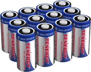 Tenergy 3V CR123A Lithium Battery, High Performance 1500mAh 12 Pcs  - Picture 1 of 7