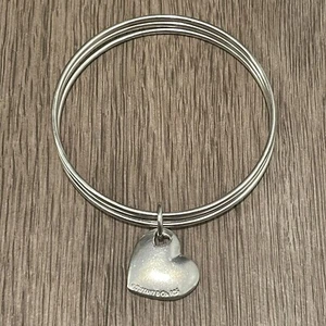 Tiffany & Co Sterling Silver Triple 3 Wire Bangle Heart Tag Bracelet Womens 7.5” - Picture 1 of 6