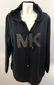 Michael Kors Women Black Hoodie Golden Spike Logo 1X Plus Size New NWT - Picture 1 of 9