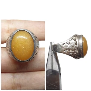 Echter natürlicher alter Achat Größe 9,75 US Ring Siegelring Sterlingsilber nahöstlich - Bild 1 von 6