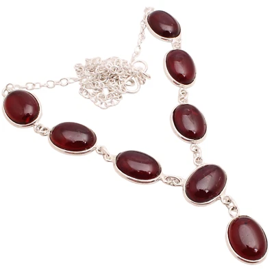 Rosso Onice Gemma Placcato Argento Handmade Gioielli Collana Regalo 12 G N-0203 - Immagine 1 di 3