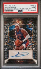 2022-23 PANINI SELECT JALEN DUREN ROOKIE SIG BLACK SNAKESKIN PULSAR 1/1 PISTONS