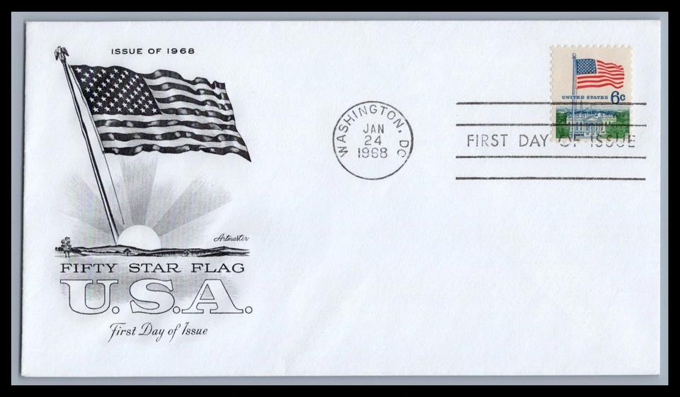 US FDC # 1338  6c Flag over Whitehouse  Artmaster  1968, 9e418 - Image 1 of 1