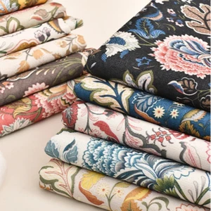 11 Colors / Saydi Floral 100% Cotton Linen Fabric - Picture 1 of 16