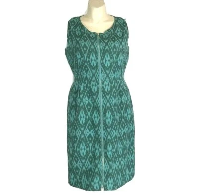 NUEVO CON ETIQUETAS VESTIDO ALEX MARIE 16 verde oliva turquesa dorado cremallera frontal funda carrera $129 Foto 1 de 4