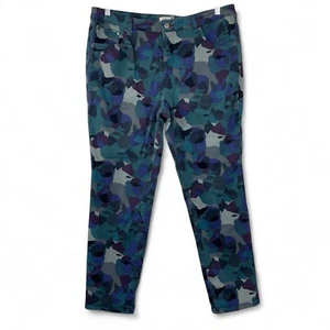 LOGO Lori Goldstein Womens Chino Pants Size 16 Camo Print Pockets Cotton Rayon - Picture 1 of 12