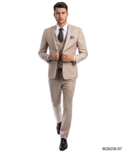 Sean Alexander Suit, 3 Peice, Medium Tan, Jacket 42R, Pants 36W taken in to 34W - Picture 1 of 11