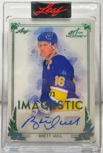 Brett Hull 2021-22 Leaf Art of Hockey IMAGESTIC Emerald Autograph Auto #'d 3/3 - Picture 1 of 2