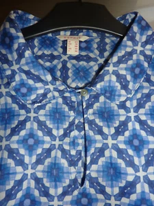 Esprit Bluse Baumwolle semi transparent Gr.44 Blau / Wei? wie neu - Bild 1 von 6