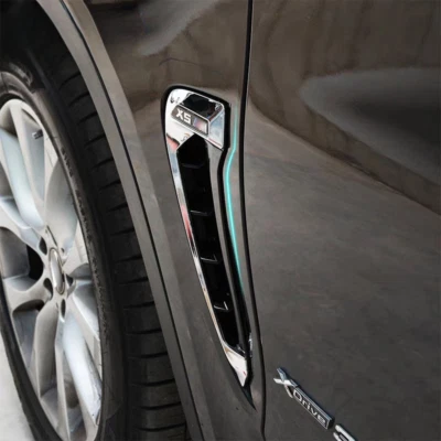 2X SIDE WING FENDER TRIMS SILVER AIR FLOW VENTS FOR BMW X5 F15 50I 35I 2014-2018 Foto 1 de 4