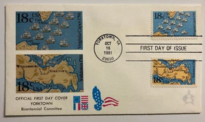 FDC Erstausgabetag "Yorktown Bicentennial" 18¢ 16. Oktober 1981 Revolutionär - Bild 1 von 2