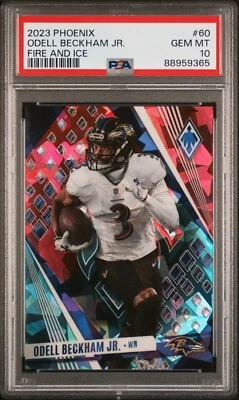 PSA 10 - 2023 Panini Phoenix ODELL BECKHAM JR Fire & Ice Prizm 02/35 #60 Ravens - Image 1 of 2