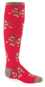 New Sock it to Me Knee High Socks SOCK MONKEY Red Age 4-7 Girls Boys gift - Picture 1 of 2