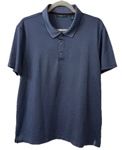 Perry Ellis Navy Blue Allover Print Silky Stitch Logo Golf Polo Shirt Gr. L - Bild 1 von 11