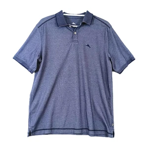 Tommy Bahama Polo Shirt Mens Medium Blue Supima Cotton Blend Short Sleeve Logo - Picture 1 of 12