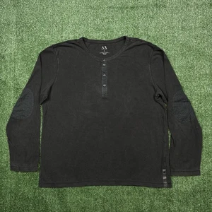 Vintage Armani Exchange Thermo T Shirt Herren Gr. XL Schwarz Langarm Y2K Strick - Bild 1 von 8