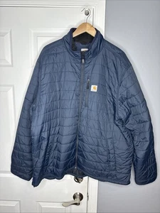 Carhartt Puffer Jacket Blue Quilted Lightweight Packable 2XLT XXL Tall - Picture 1 of 5