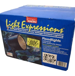 MALIBU Low Voltage Landscaping FloodLight 6 Light Set w/Timer Transformer NEW - Picture 1 of 6